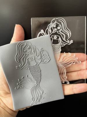 Pop-it acrylic stamp MERMAID; 10,0*8,0 cm