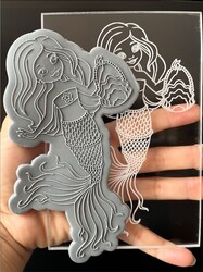 Paku Malzeme - Pop-it acrylic stamp MERMAID-XL; 15,0*10,5 cm