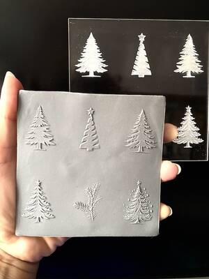 Pop-it acrylic stamp Pine Trees set of 9; 10*10 cm