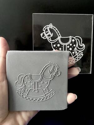 Pop-it acrylic stamp Rocking Horse; 8*8 cm