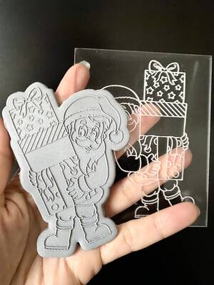 Pop-it acrylic stamp Santa-2; 10,0*8,0 cm