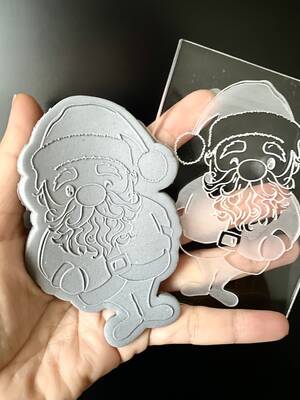 Pop-it acrylic stamp Santa-3; 10,0*8,0 cm