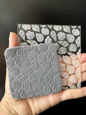 Pop-it acrylic stamp SEASHELLS BACKGROUND; 10,0*10,0 cm