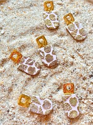 Pop-it acrylic stamp SEASHELLS BACKGROUND; 10,0*10,0 cm
