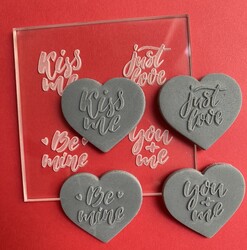 Paku Malzeme - Pop-it stamp kaşe Valentines Greetings; 8,0*8,0 cm (1)