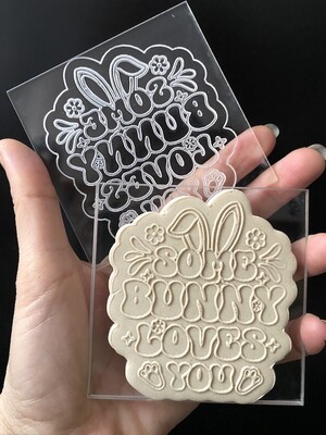 Paku Malzeme - Pop-it stamp kaşe SOME BUNNY LOVES YOU; 8x8 cm