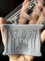 Paku Malzeme - Pop-it acrylic stamp Fire Place-2; 10,0*8,0 cm