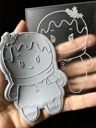 Paku Malzeme - Pop-it acrylic stamp Chubby Gingerman; 10,0*8,0 cm