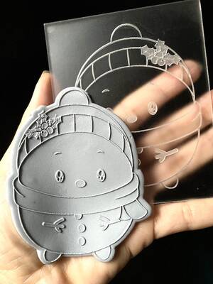 Pop-it acrylic stamp Chubby Snowman; 10,0*8,0 cm