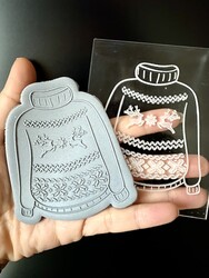 Paku Malzeme - Pop-it acrylic stamp Ugly Sweater; 10,0*8,0 cm