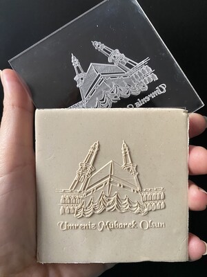 Paku Malzeme - Pop-it stamp kaşe UMRENİZ MÜBAREK OLSUN; 8x8 cm Paku Malzeme - Pop-it stamp kaşe UMRENİZ MÜBAREK OLSUN; 8x8 cm