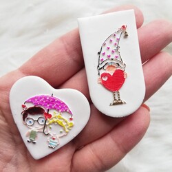 Paku Malzeme - Pop-it stamp kaşe Valentine Gnome; 5,0*3,0 cm (1)