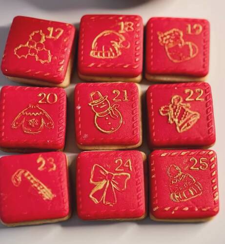 Pop-it stamp kaşe ve kesici seti NOEL TAKVİMİ; 4 cm bölmeli