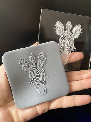 Pop-it acrylic stamp ZEBRA; 8,0*8,0 cm