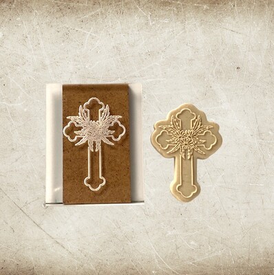 Paku Malzeme - Pop-it stamp mini kaşe FLORAL CROSS; 5x4 cm