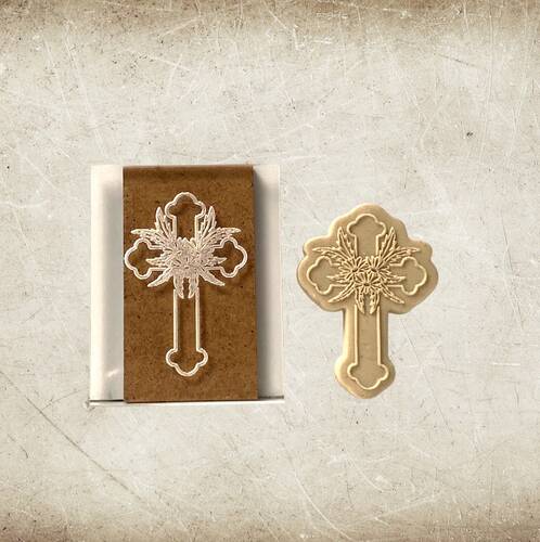 Pop-it stamp mini kaşe FLORAL CROSS; 5x4 cm - 1