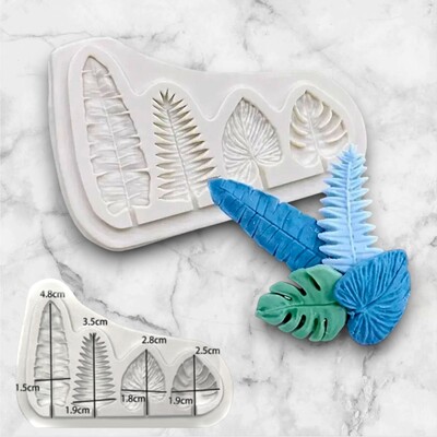 Silicone mold Jungle leaves; 92x70 mm - Thumbnail