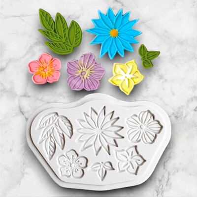 Silicone mold Spring Flowers; 100x70 mm - Thumbnail