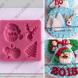 Paku Malzeme - Silicone mold 4-Christmas Figures; 7,5*7,5 cm