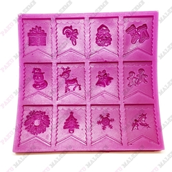 Paku Malzeme - Silicone mold Christmas Flags; 14*13,8 cm