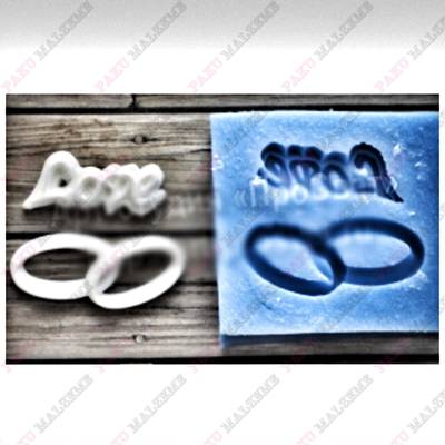 Silikon kalıp Alyans Yüzük ve Love; 4*3,8 cm