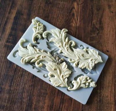 Silicone mold Big Vintage Scroll Leafs; 20*12,5 cm