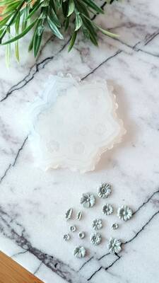 Silicone mold Miniature Flower and Leaf-2; 6*6 cm
