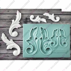 Paku Malzeme - Silicone mold Relief-19 ( scroll branches ); 8*5,7 cm