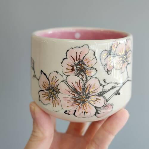 Silk Screen Mesh Stencil Ceramic Cup Col. Spring Florals (22x11 cm)