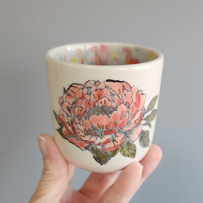 Silk Screen Mesh Stencil Ceramic Cup Col. Spring Florals (22x11 cm) - Thumbnail