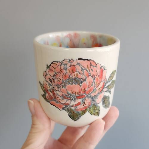 Silk Screen Mesh Stencil Ceramic Cup Col. Spring Florals (22x11 cm)