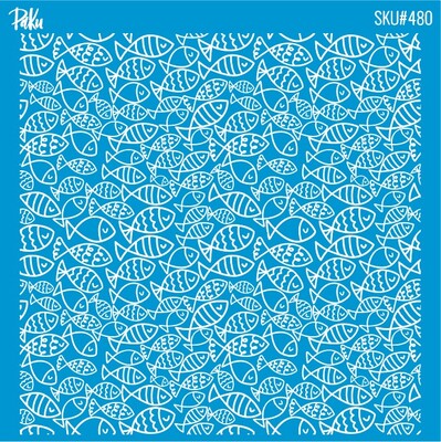 Paku Malzeme - Silk Screen Mini Coll. Fish-3; 11x11 cms