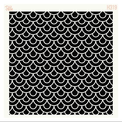 Paku Malzeme - Stencil Chinese Waves-1; 15x15 cm