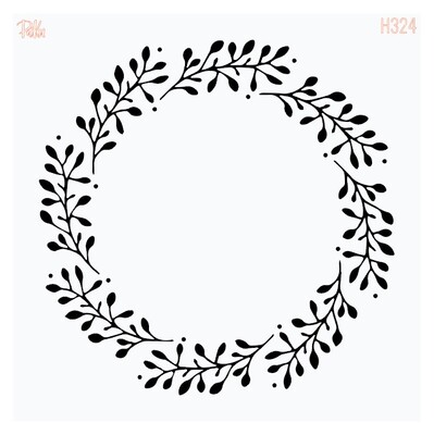 Paku Malzeme - Stencil Christmas Wreath-2; 15x15 cm