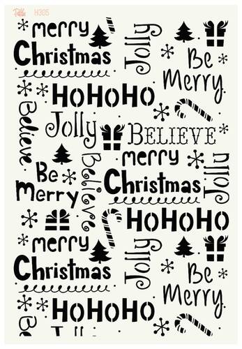 Stencil Double Barrel Christmas Wording; 33x22 cm