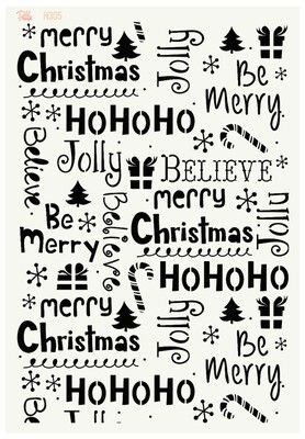 Paku Malzeme - Stencil Double Barrel Christmas Wording; 33x22 cm