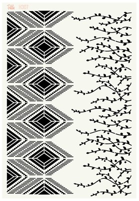 Paku Malzeme - Stencil Falling Borders; 33x22 cm