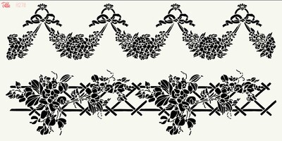 Paku Malzeme - Stencil Floral Garland; 40*20 cm