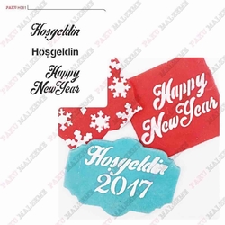 Paku Malzeme - Stencil Hoşgeldin&Happy New Year