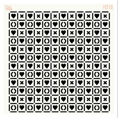 Paku Malzeme - Stencil Love Tic Tac Toe; 15x15 cm