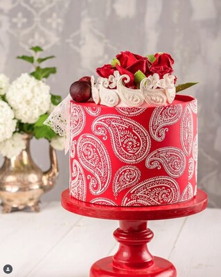 Others - Stencil Paisley Şal desen; 25*25 cm (1)