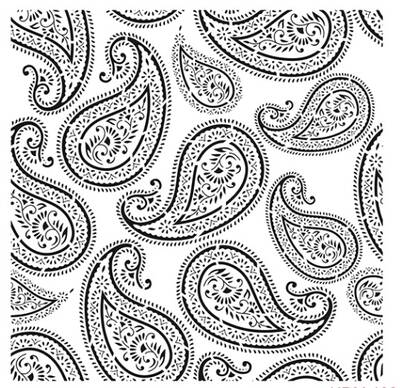 Stencil Paisley Şal desen; 25*25 cm