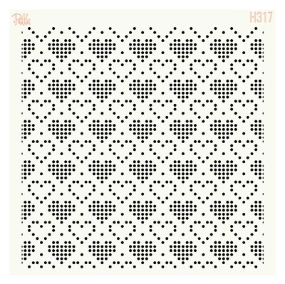 Paku Malzeme - Stencil Pixel Hearts; 15x15 cm