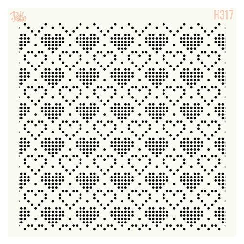 Stencil Pixel Hearts; 15x15 cm