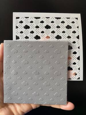 Stencil Rainy Clouds; 11*11 cm