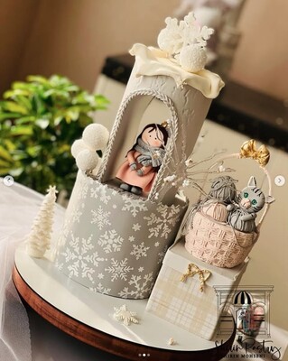 Paku Malzeme - Stencil Snowflakes Background (1)