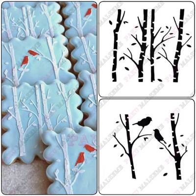 Stencil Winter Birch Cookies